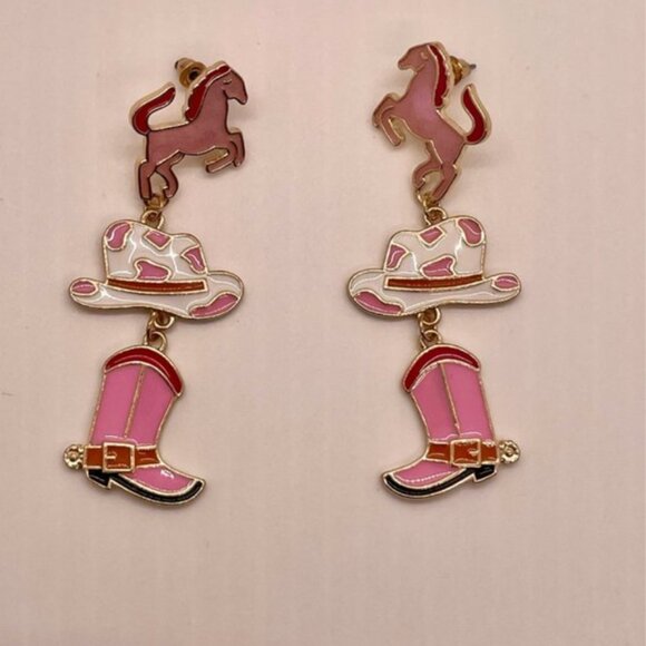 ⭐️❤️ FREE Horse Boots Cowboy Rock Boho Drop Boho Nashville Party Chic Earrings - Picture 6 of 8